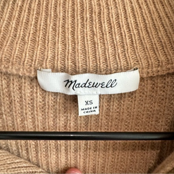 Madewell Glenbrook Half-Zip Pullover Wool Sweater in Camel Tan XS Casual Minimal - Picture 3 of 8